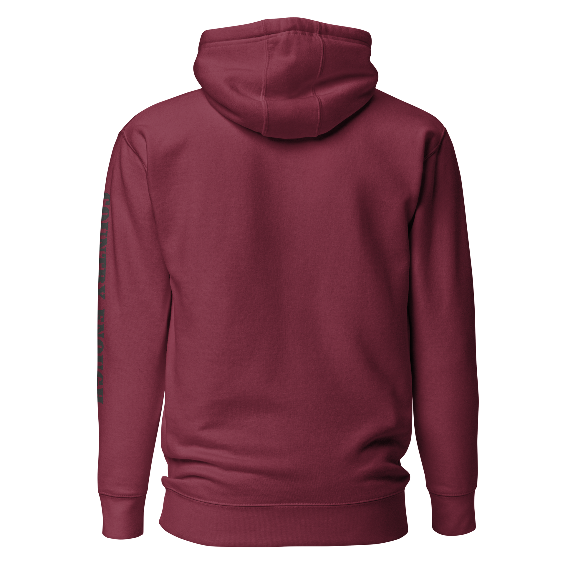 Maroon hoodie with graphic of the words country enough #maroon