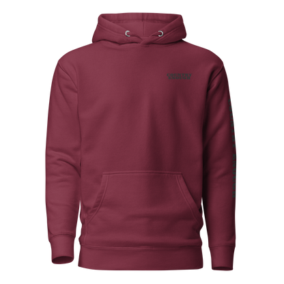 Maroon hoodie with graphic of the words country enough #maroon