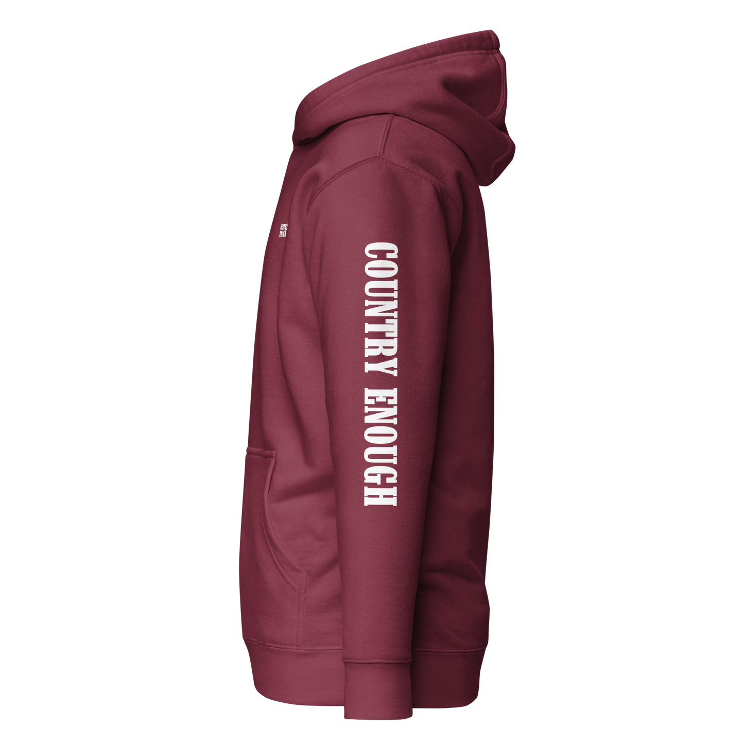Maroon hoodie with graphic of the words country enough #maroon