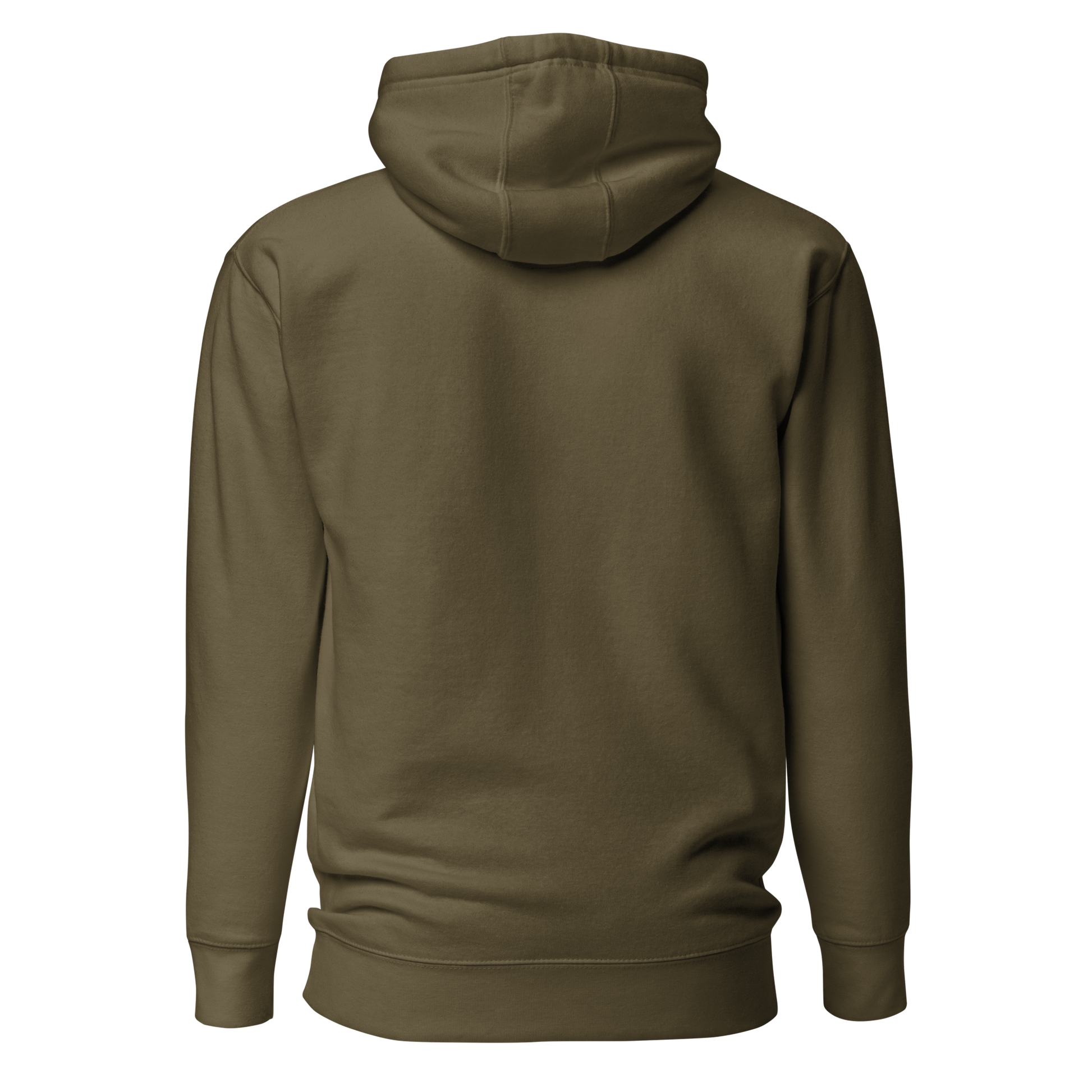 Military Green hoodie with rounded box graphic of the words country enough in a cream and maroon design #militarygreen
