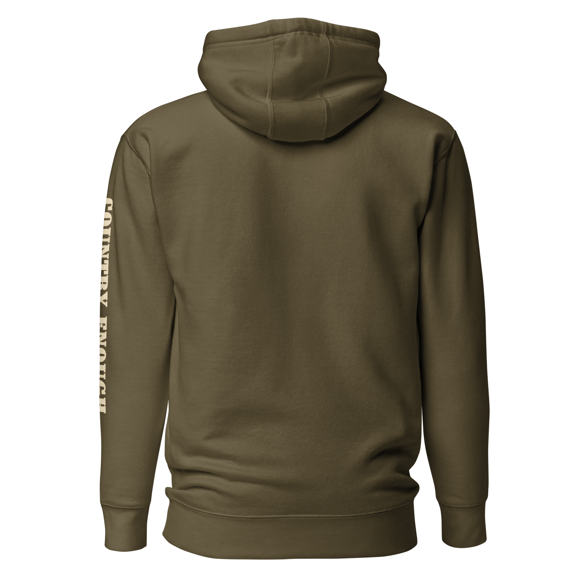 Military Green hoodie with graphic of the words country enough #militarygreen