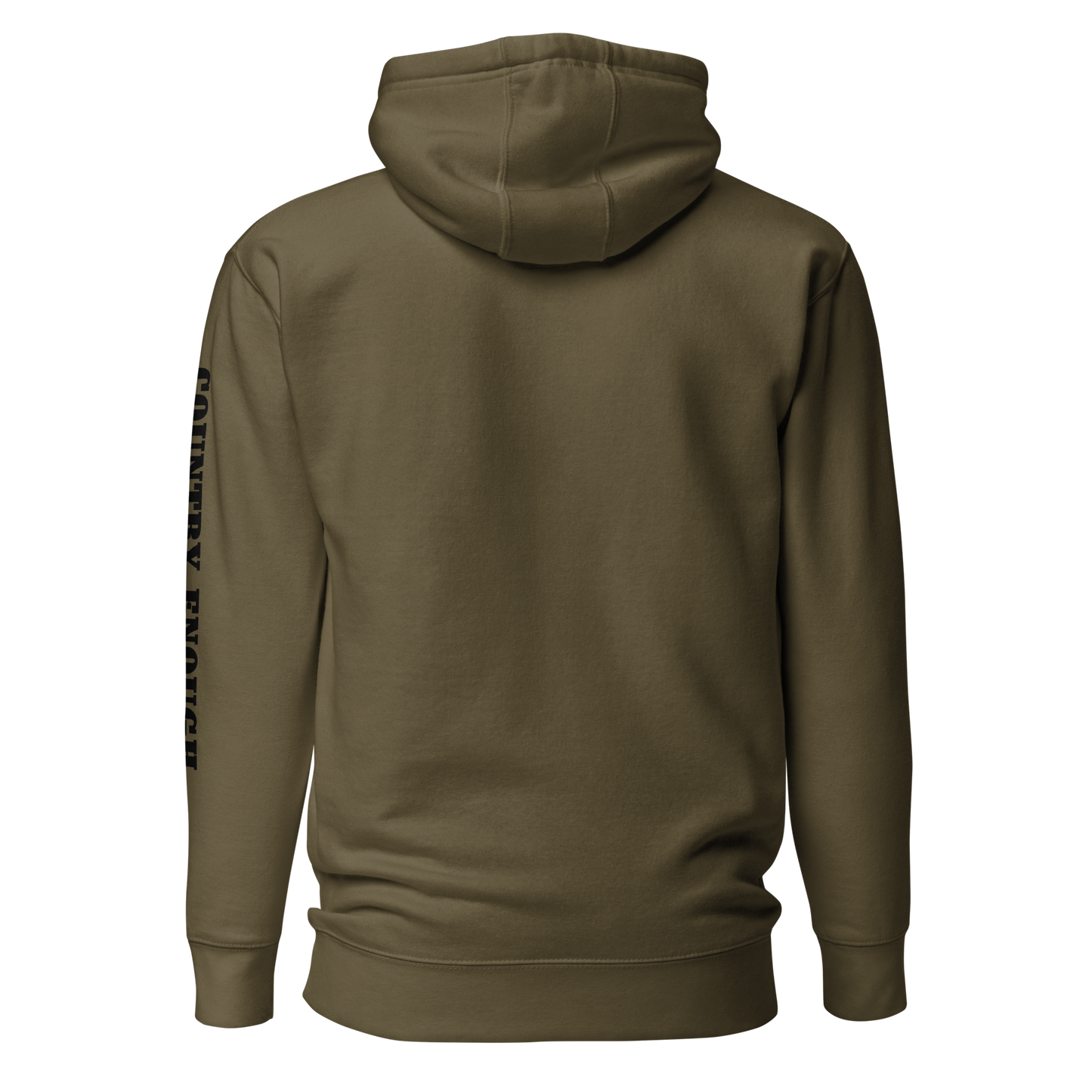 Military Green hoodie with graphic of the words country enough #militarygreen