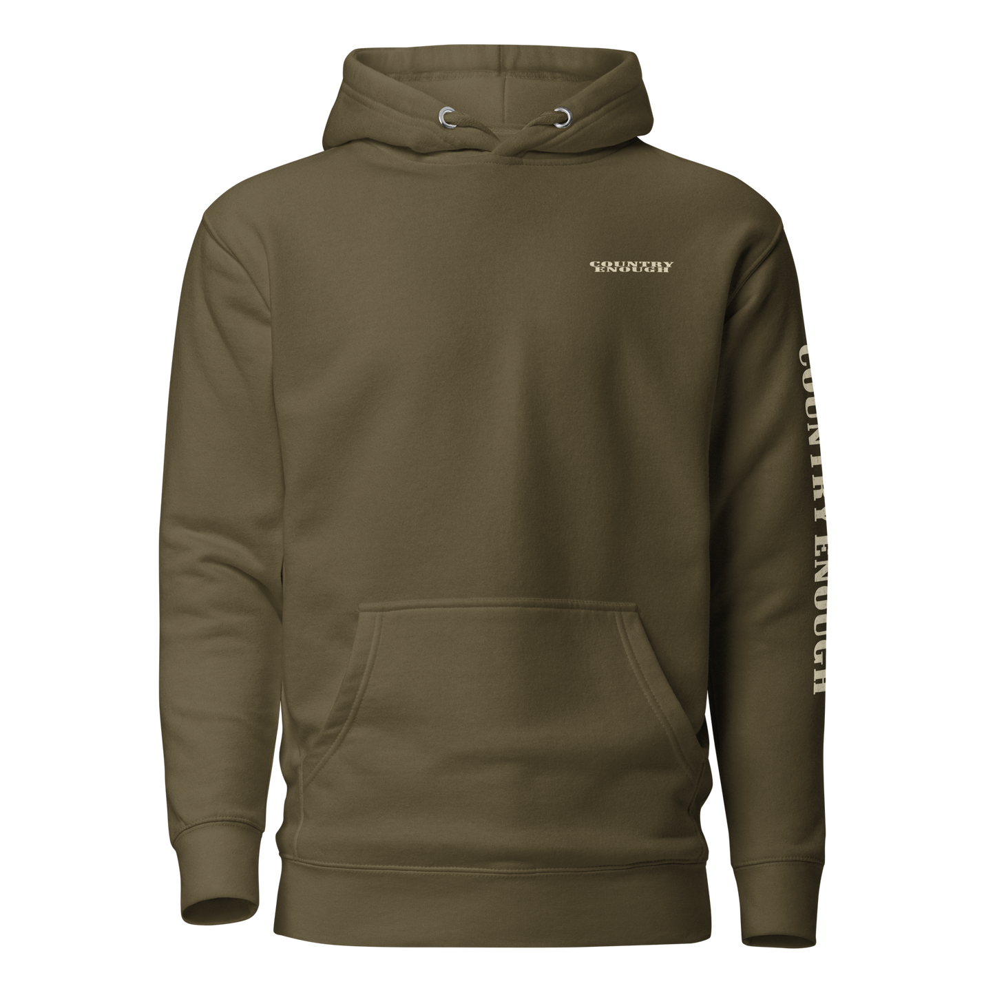 Military Green hoodie with diamond shape graphic including a bucking horse and rider #militarygreen