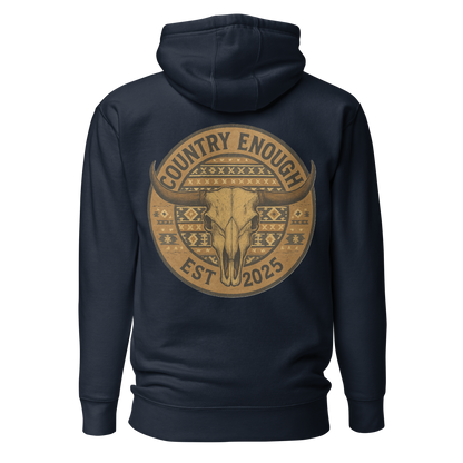 Navy Blazer hoodie with western style graphic featuring longhorn skull and aztec print #navyblazer