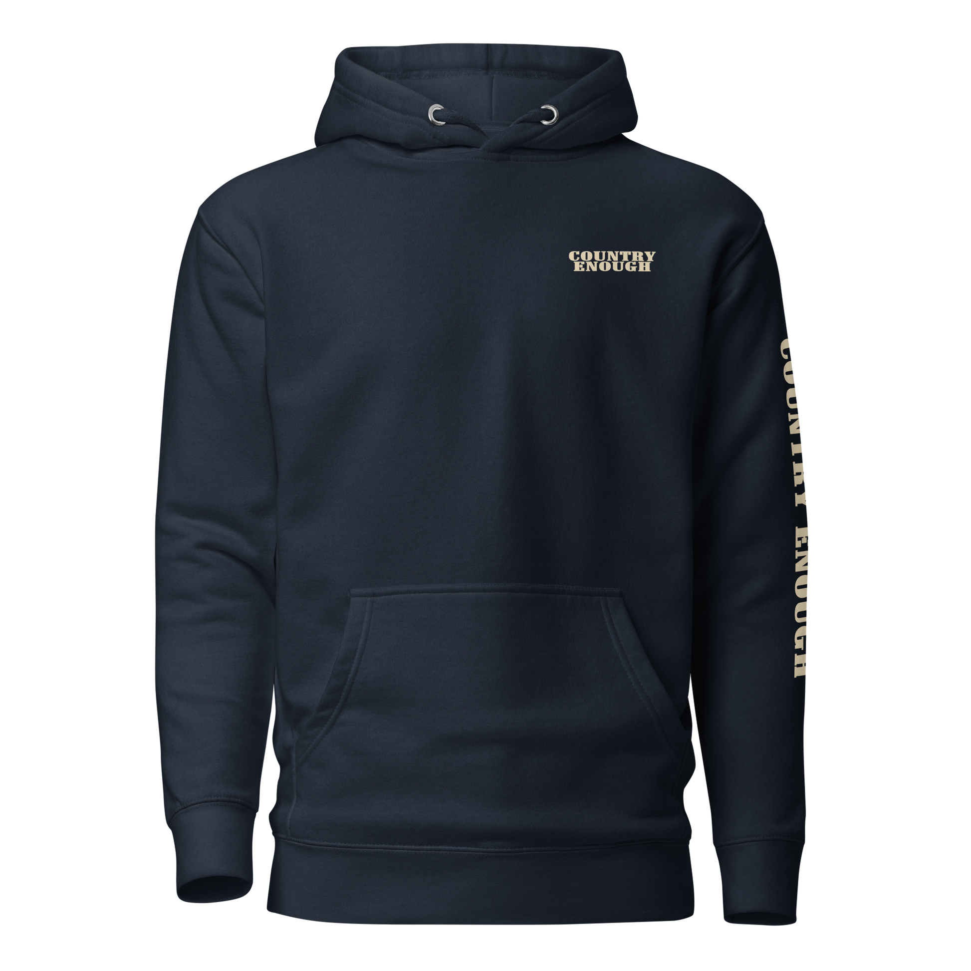 Navy Blazer hoodie with graphic of the words country enough #navyblazer
