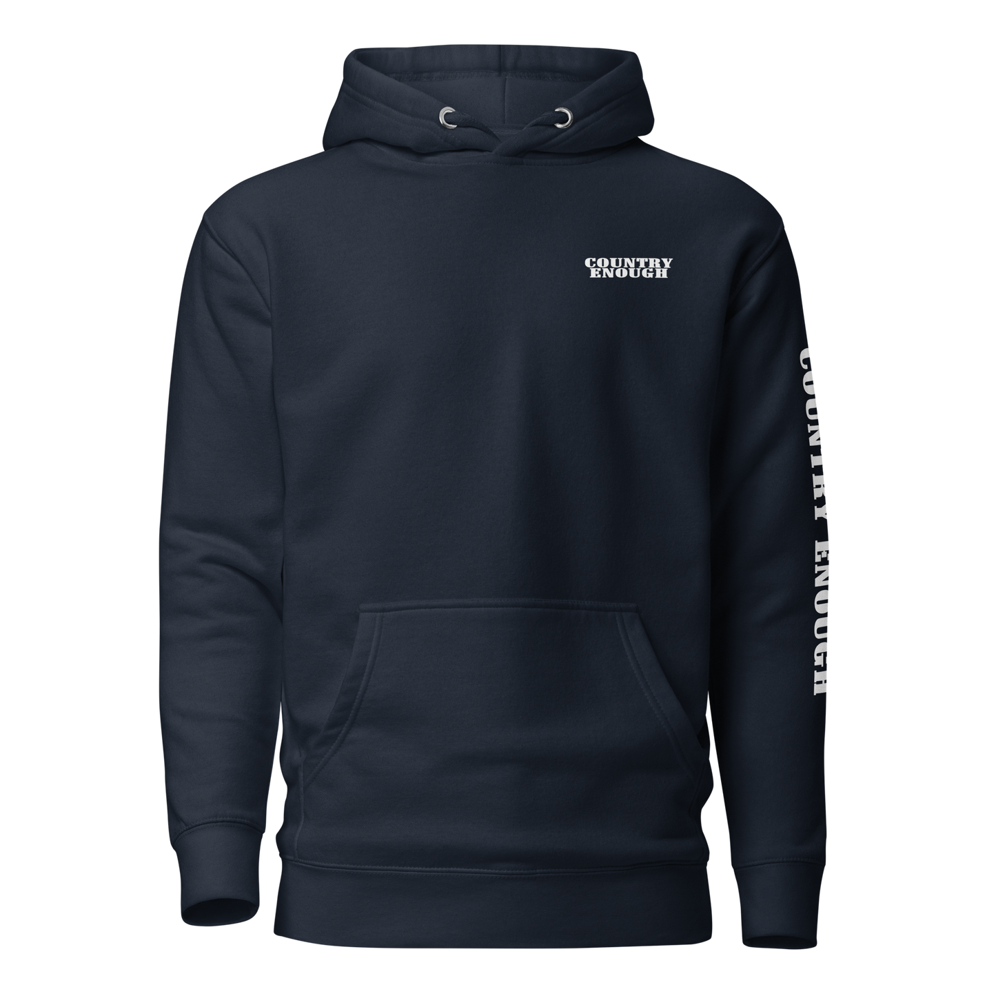 Navy Blazer hoodie with graphic of the words country enough #navyblazer