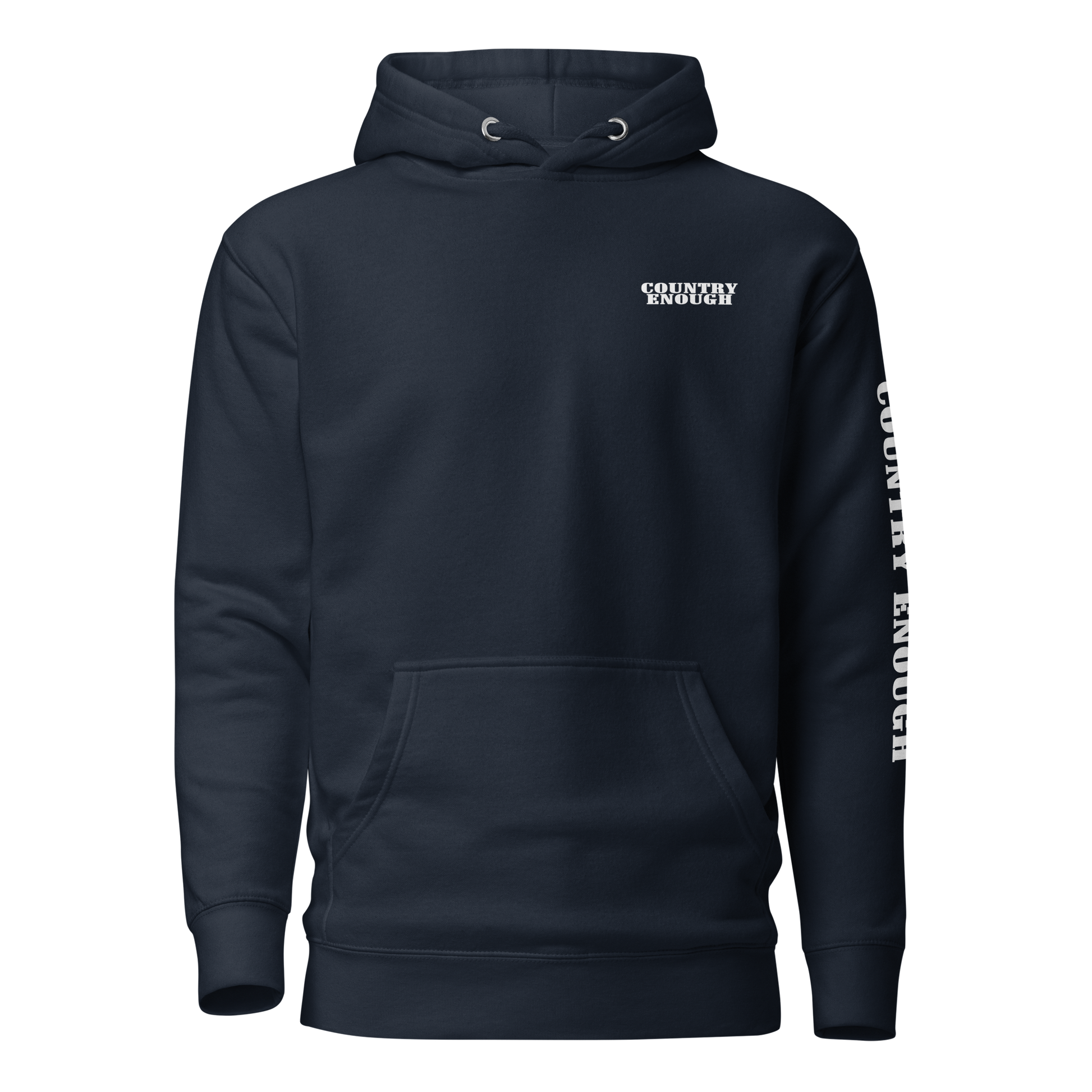 Navy Blazer hoodie with graphic of the words country enough #navyblazer