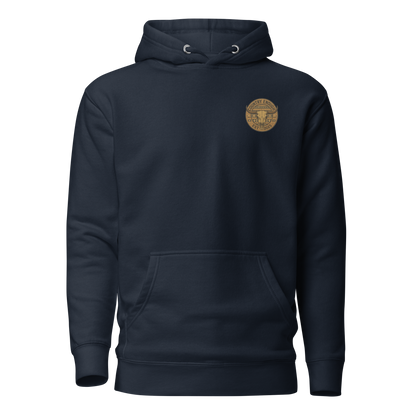 Navy Blazer hoodie with western style graphic featuring longhorn skull and aztec print #navyblazer