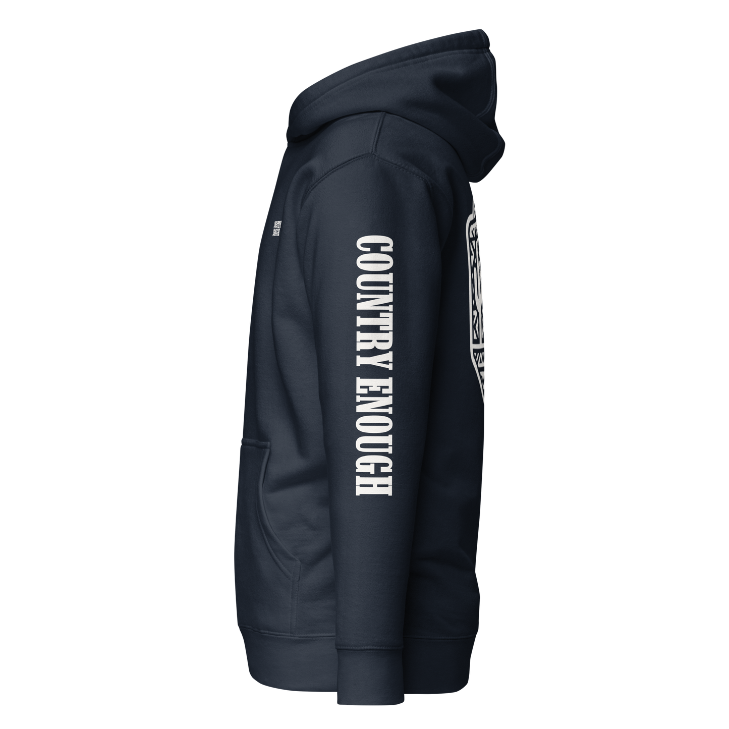 Navy Blazer Hoodie with a geometric graphic surrounding aztec pattern and mirrored cacti. #navyblazer