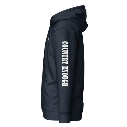 Navy Blazer hoodie with graphic of the words country enough #navyblazer