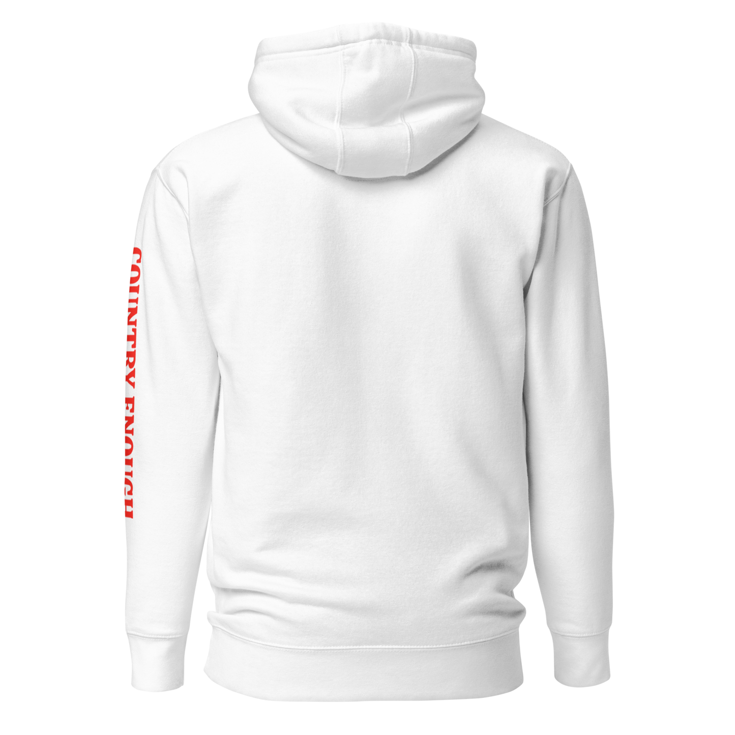 White hoodie with graphic of cowgirl in front of a desert landscape #white