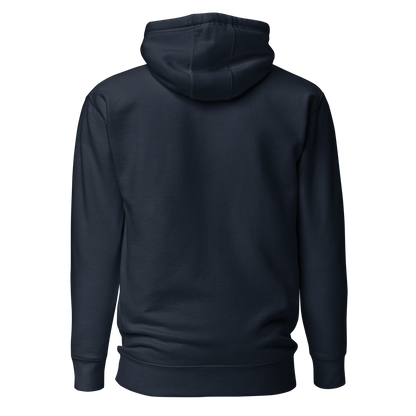 Navy Blazer hoodie with graphic of the outline of a house and the words country enough est 2025 #navyblazer