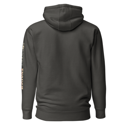 Vintage Black hoodie with graphic of the words country enough filled with the American flag #vintageblack