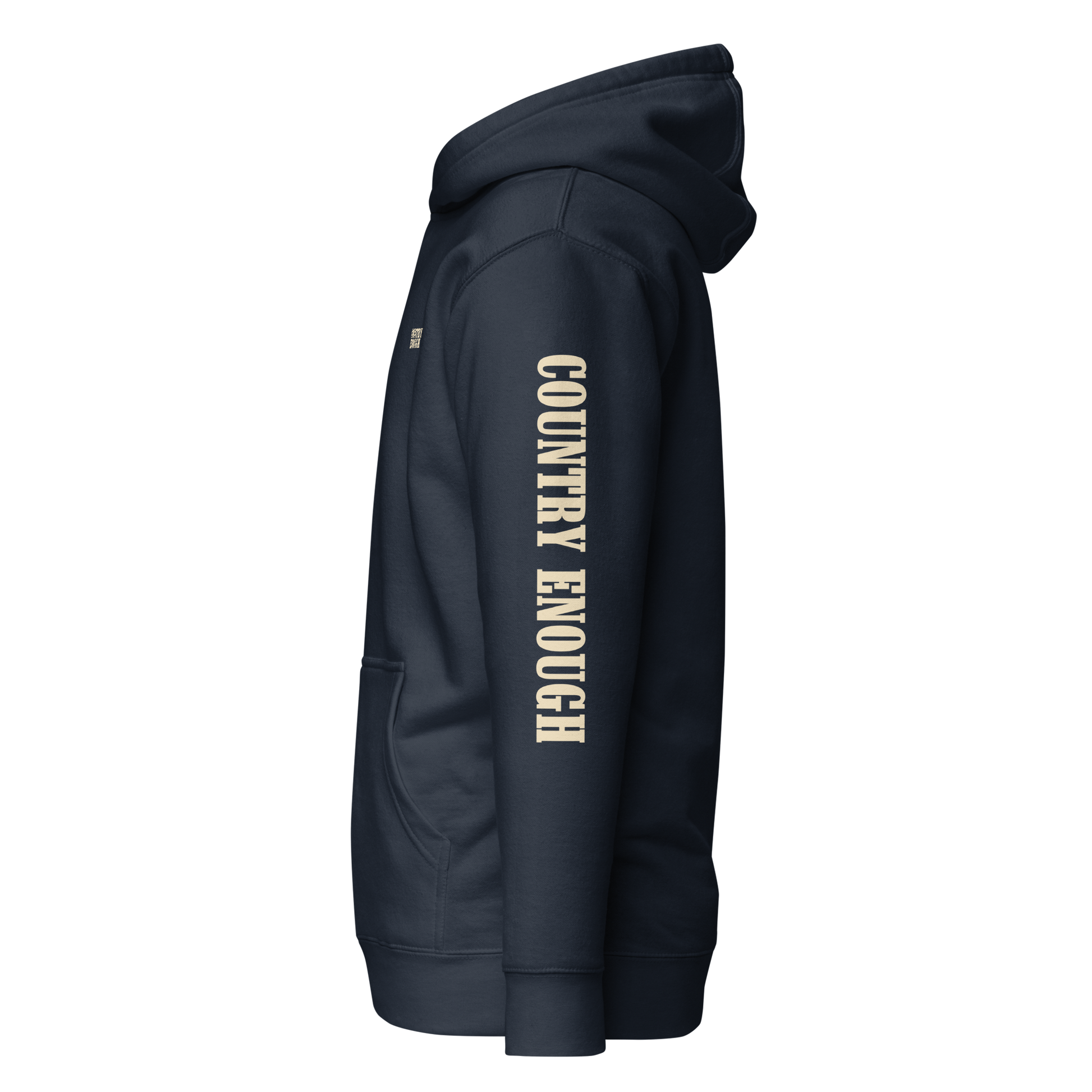 Navy Blazer hoodie with graphic of the words country enough #navyblazer