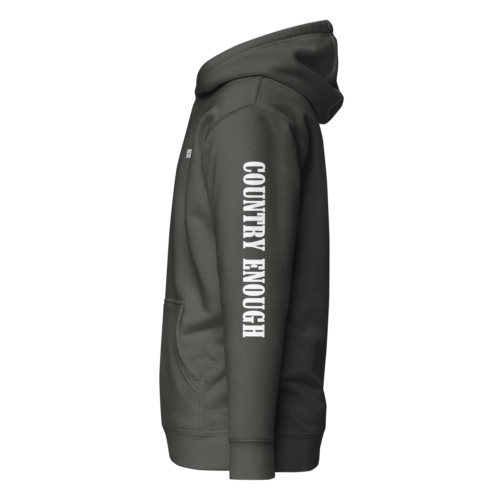 Vintage Black hoodie with graphic of the words country enough #vintageblack