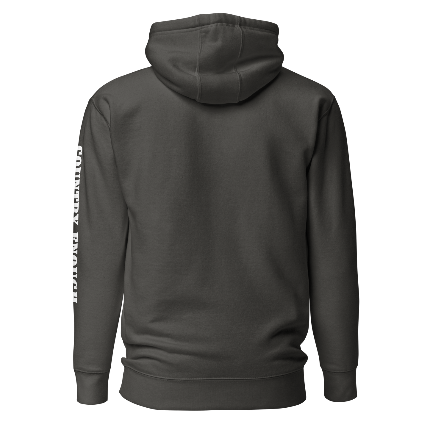 Vintage Black hoodie with graphic of the words country enough #vintageblack