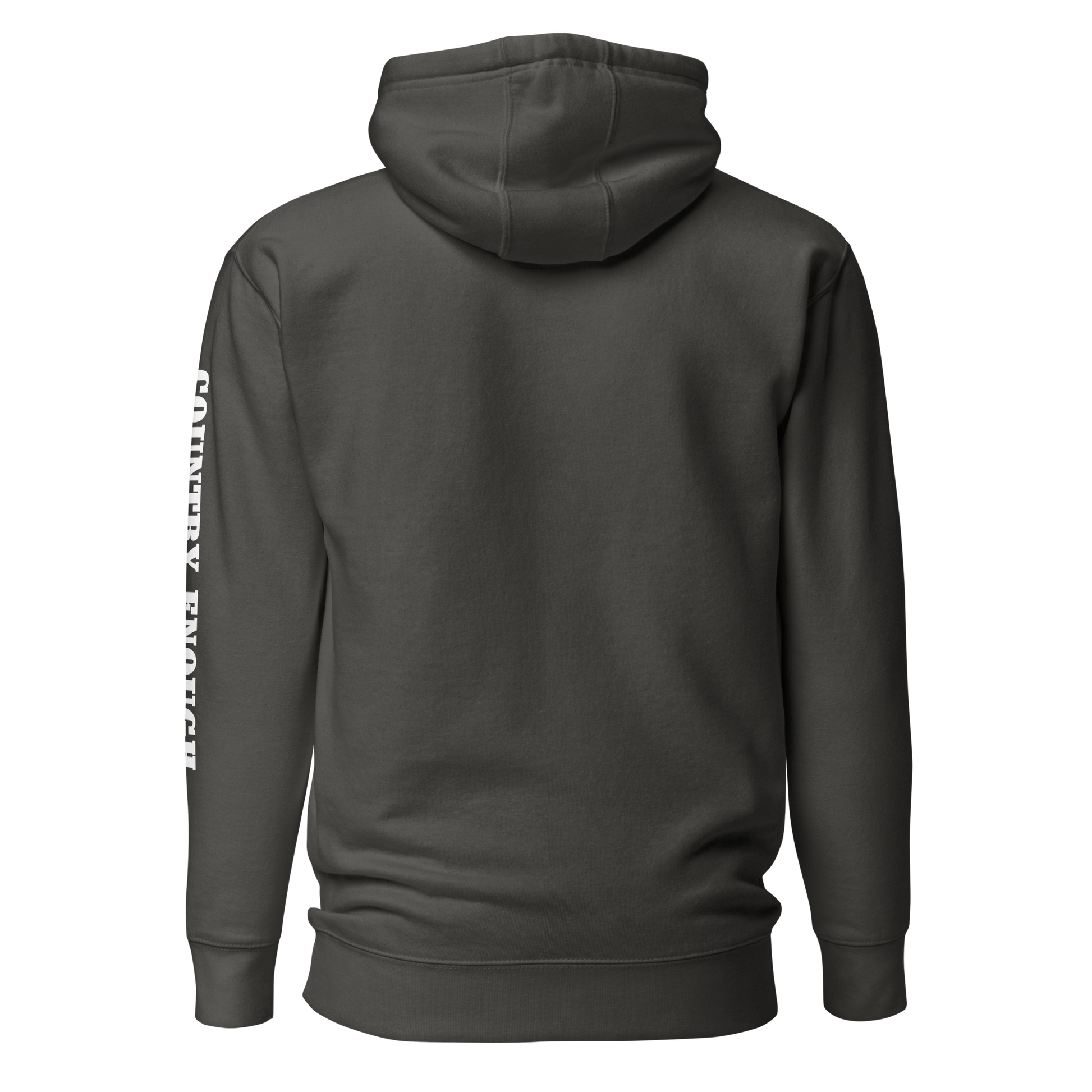 Vintage Black hoodie with graphic of the words country enough #vintageblack
