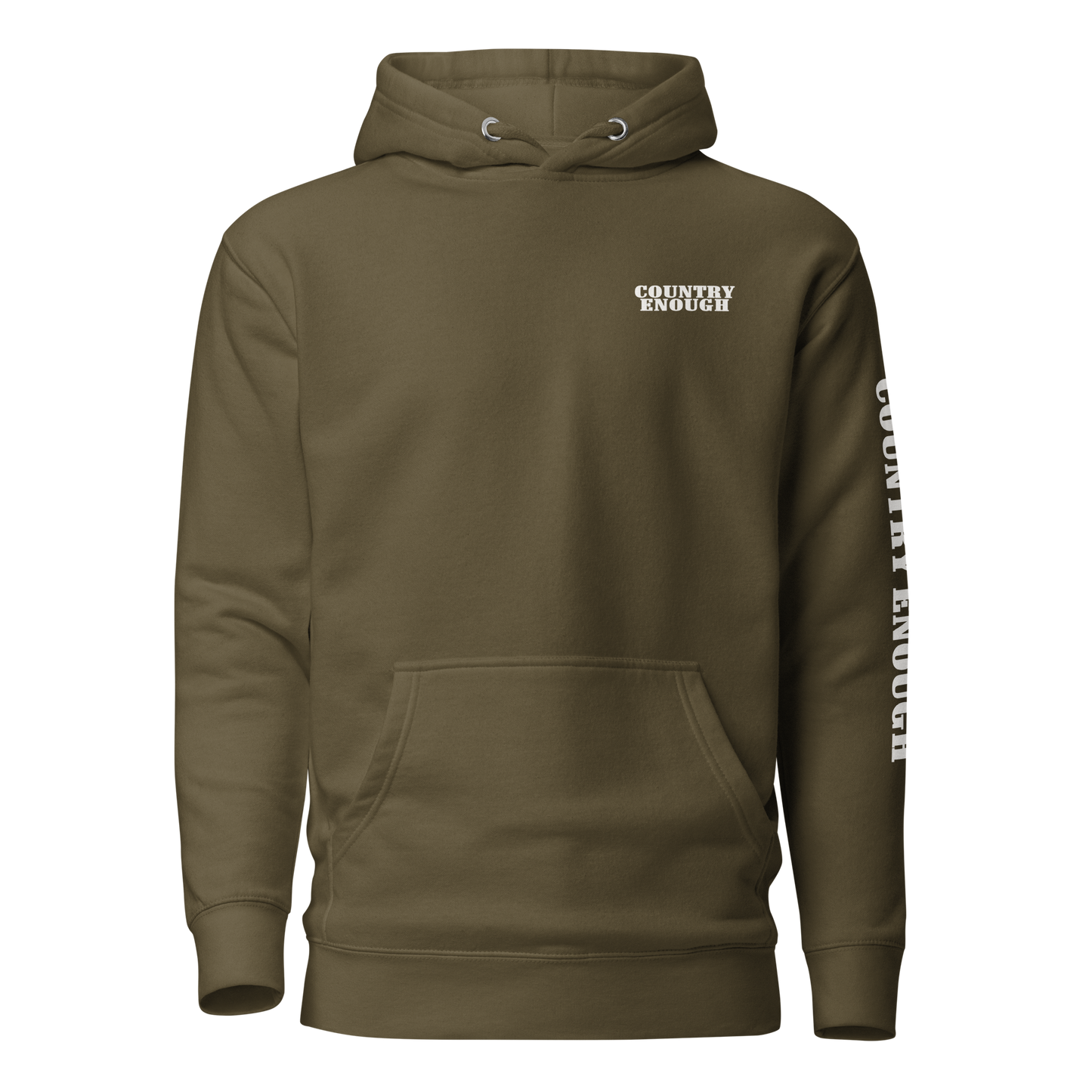 Military Green Hoodie with a geometric graphic surrounding aztec pattern and mirrored cacti. #militarygreen