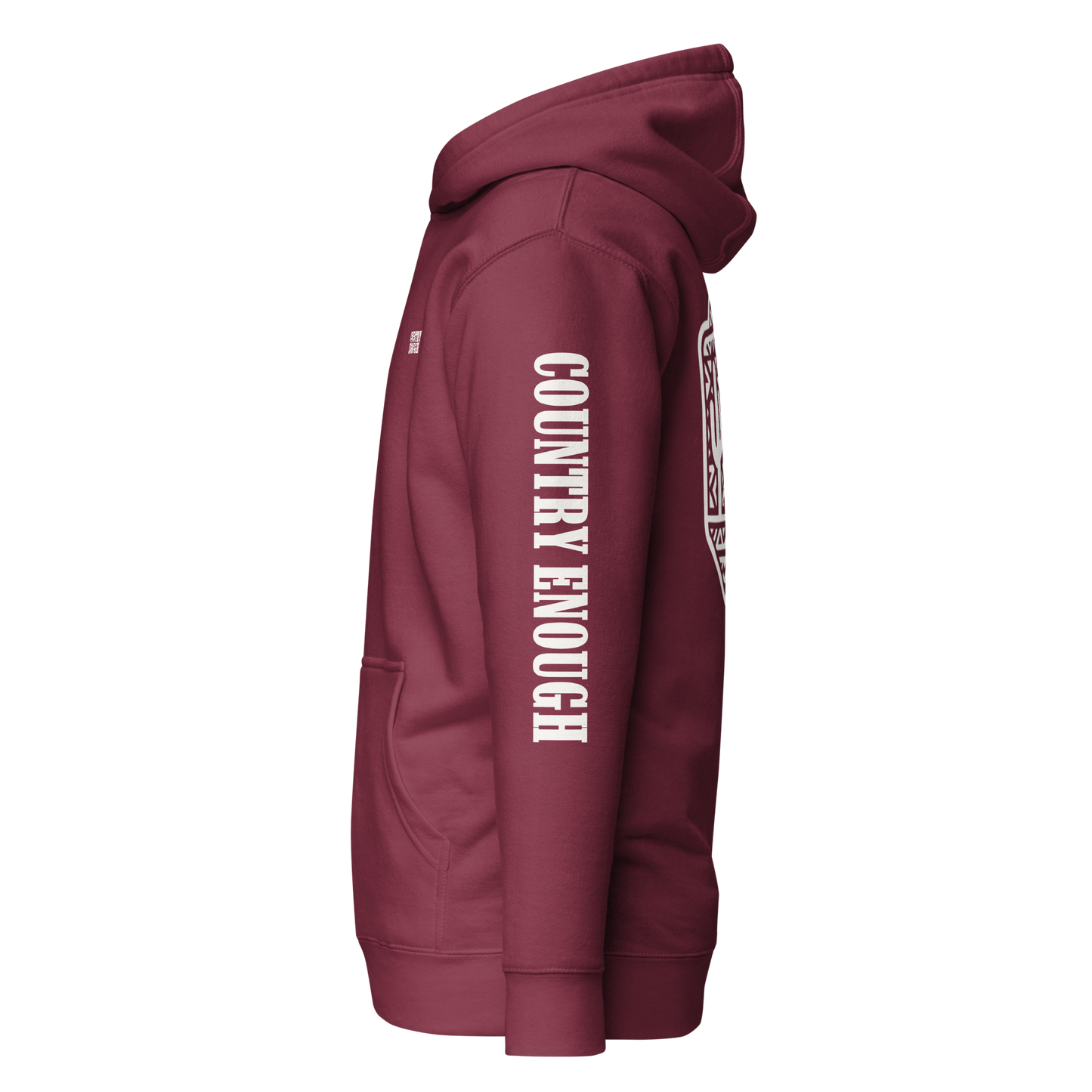 Maroon Hoodie with a geometric graphic surrounding aztec pattern and mirrored cacti. #maroon