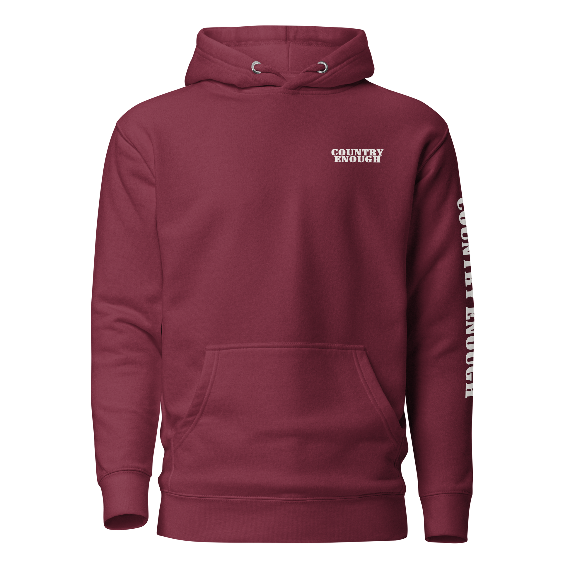 Maroon Hoodie with a geometric graphic surrounding aztec pattern and mirrored cacti. #maroon