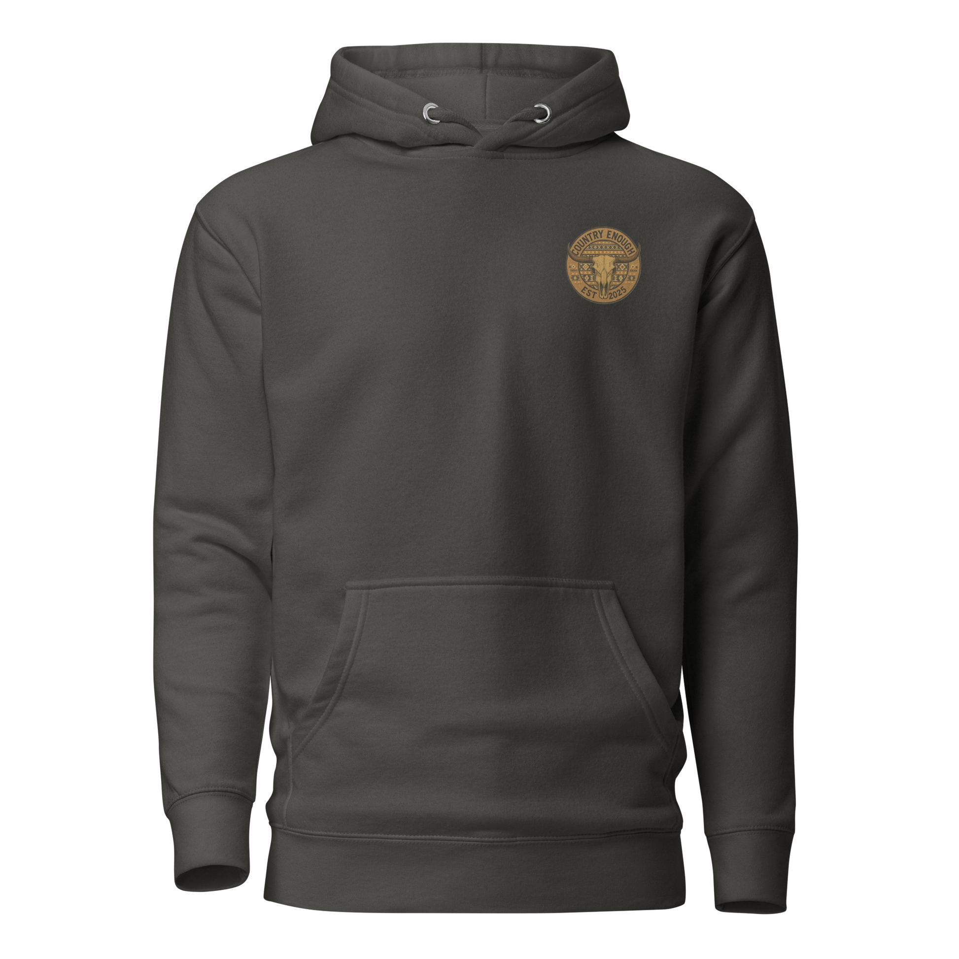 Vintage Black hoodie with western style graphic featuring longhorn skull and aztec print #vintageblack