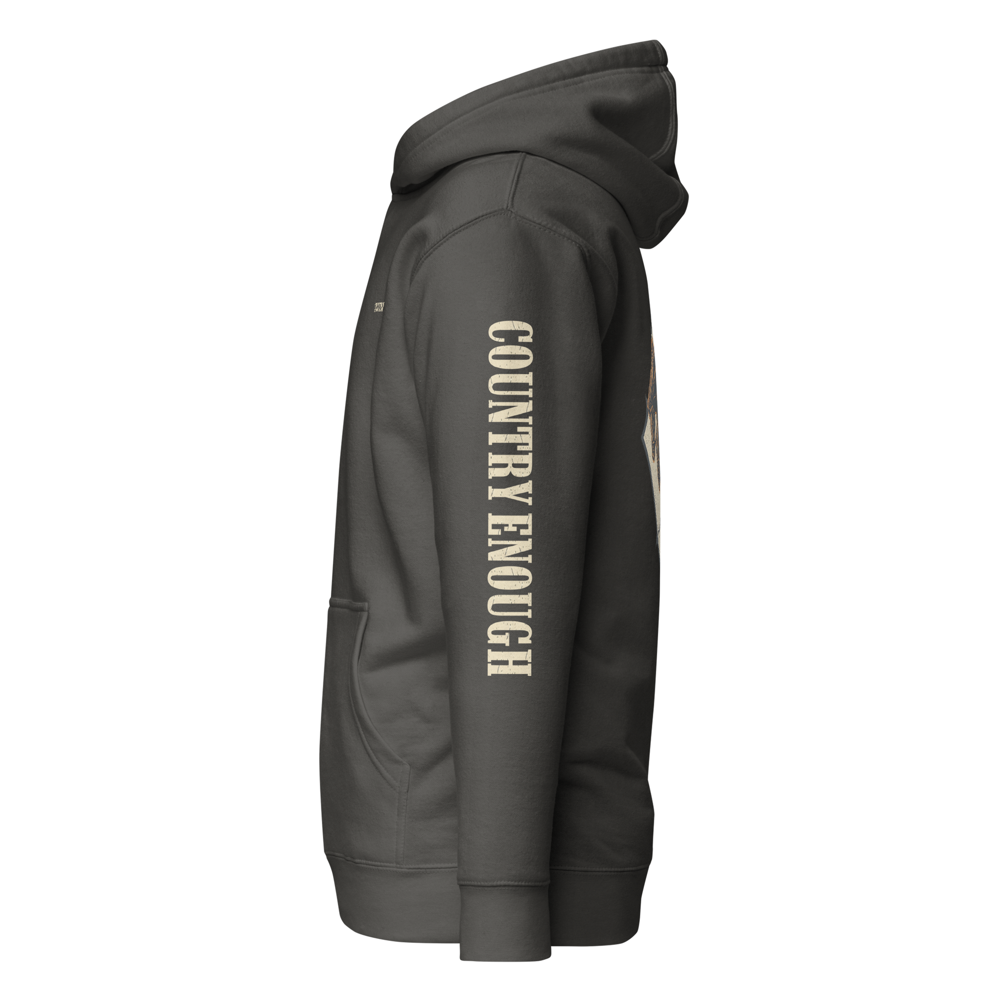 Vintage Black hoodie with diamond shape graphic including a bucking horse and rider #vintageblack