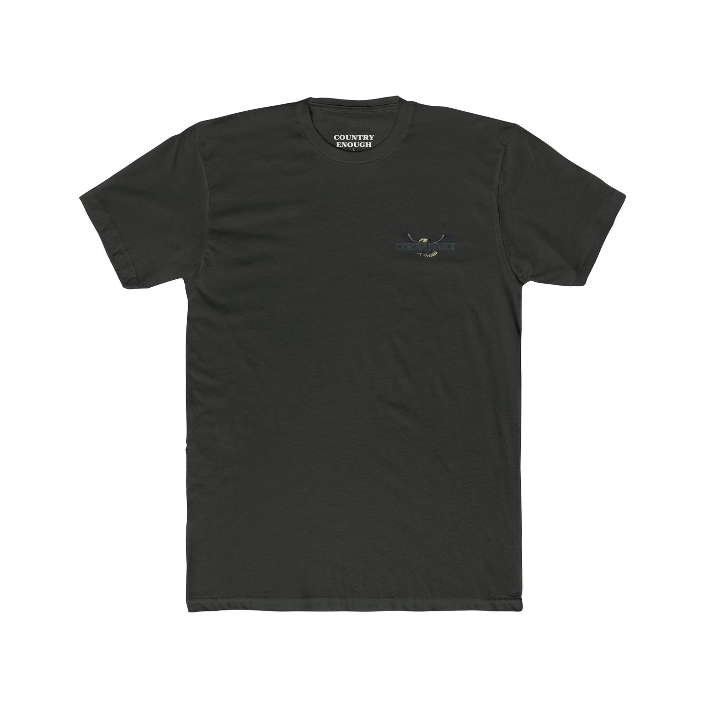 Vintage Black t-shirt featuring graphic of an eagle, mountains, and the words American Frontier Est 1776 #vintageblack