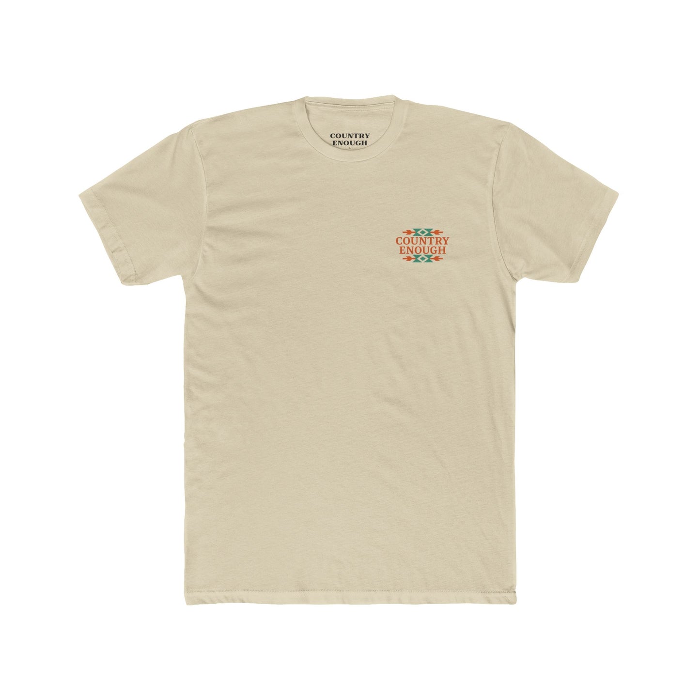 Cream t-shirt with graphic of charging bull surround by aztec pattern #cream