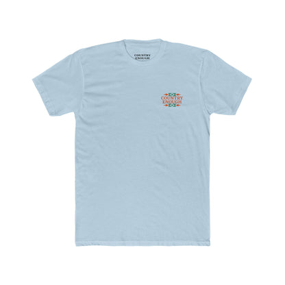 Light Blue t-shirt with graphic of charging bull surround by aztec pattern #lightblue