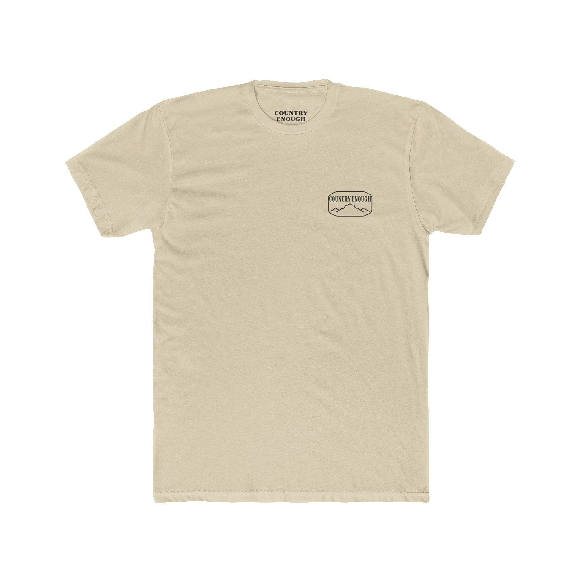 Cream t-shirt with cross, cacti, and mountains graphic #cream