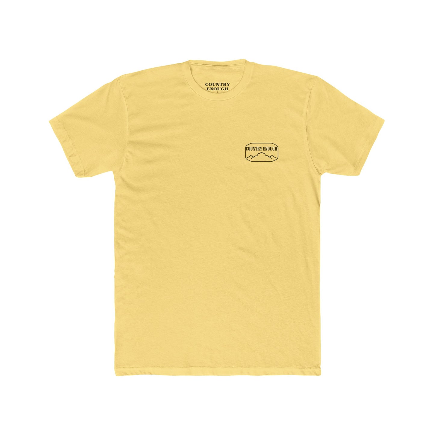 Yellow t-shirt with cross, cacti, and mountains graphic #yellow