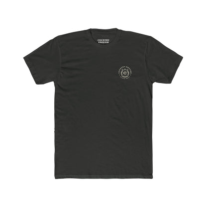 Vintage Black t-shirt featuring horse rider, western landscape, and sun #vintageblack