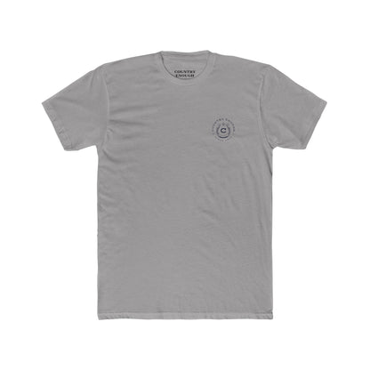 Gray t-shirt featuring horse rider, western landscape, and sun #gray