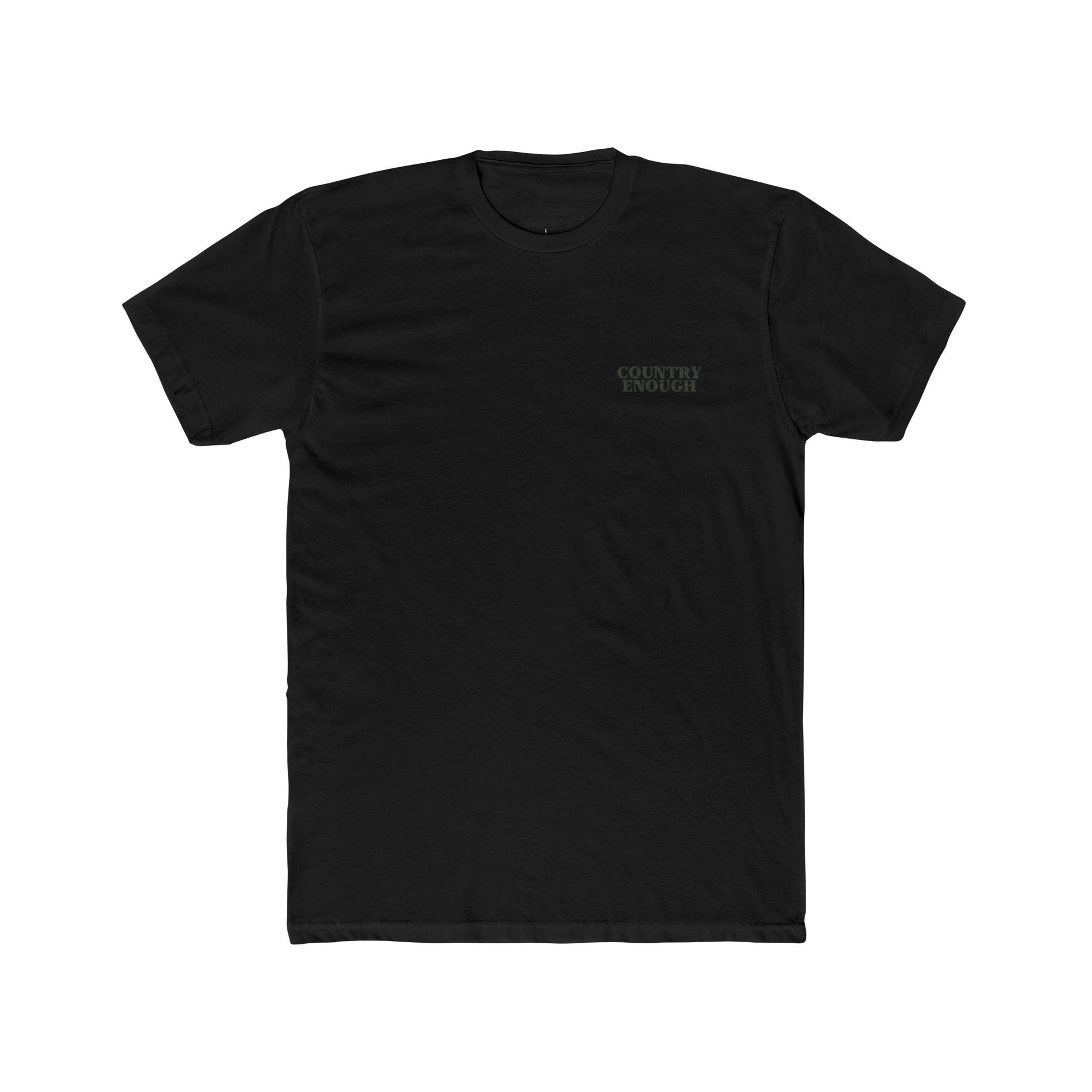 Black t-shirt with graphic of mirrored cacti surrounded by aztec pattern and enclosed in a geometric border with word western below #black