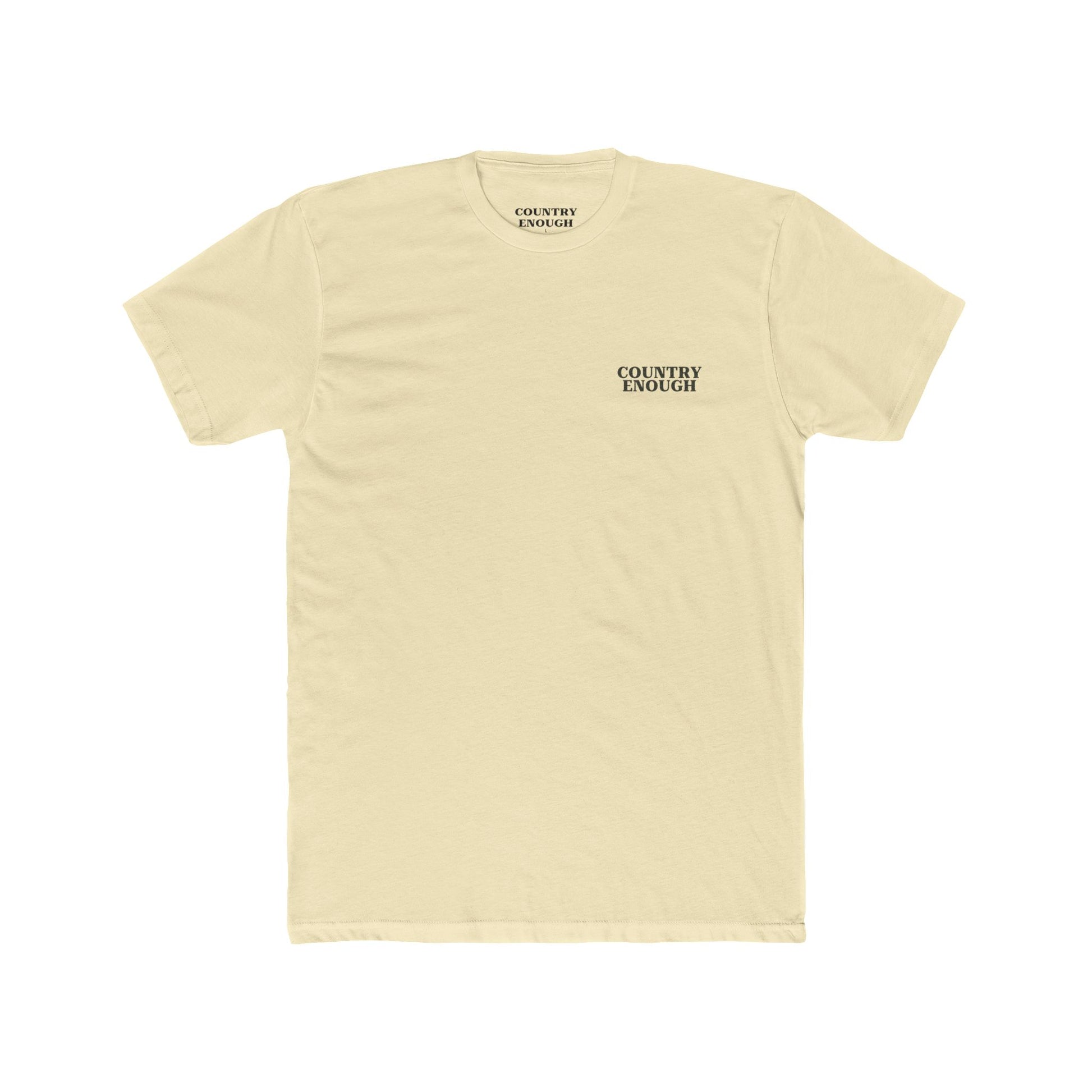 Natural t-shirt with graphic of mirrored cacti surrounded by aztec pattern and enclosed in a geometric border with word western below #natural