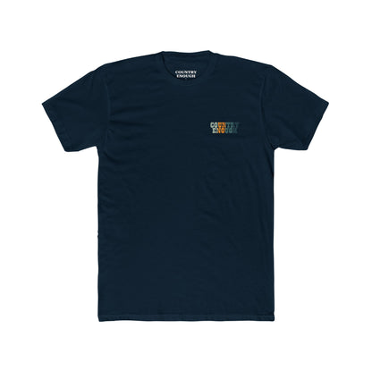 Midnight Navy t-shirt with graphic of cowboy riding through a desert landscape at different times of the day #midnightnavy