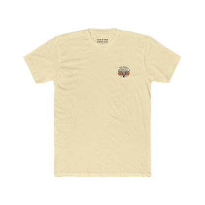Natural t-shirt with vintage retro graphic of a bull skull and words country enough EST 2025 #natural