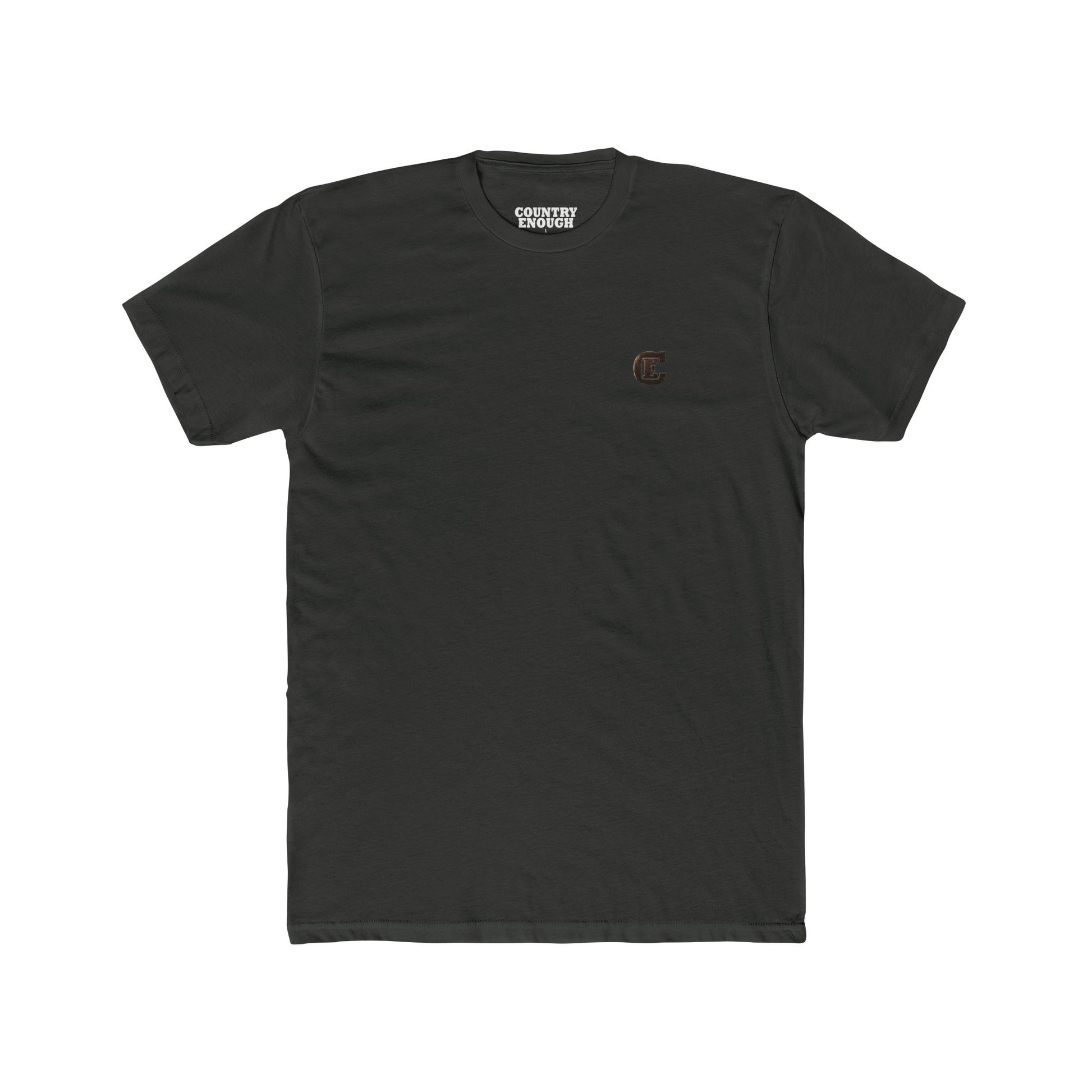 Men's T-shirt with graphic of a header cowboy roping a bull and words get western and est 2025 with CE logo #vintageblack