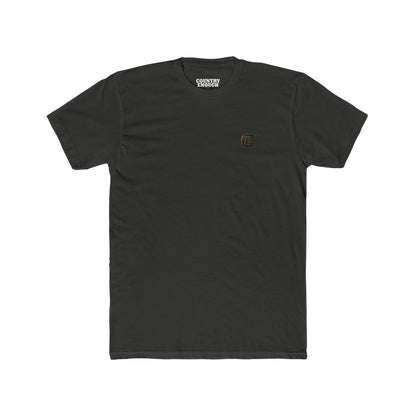 Men's T-shirt with graphic of a header cowboy roping a bull and words get western and est 2025 with CE logo #vintageblack