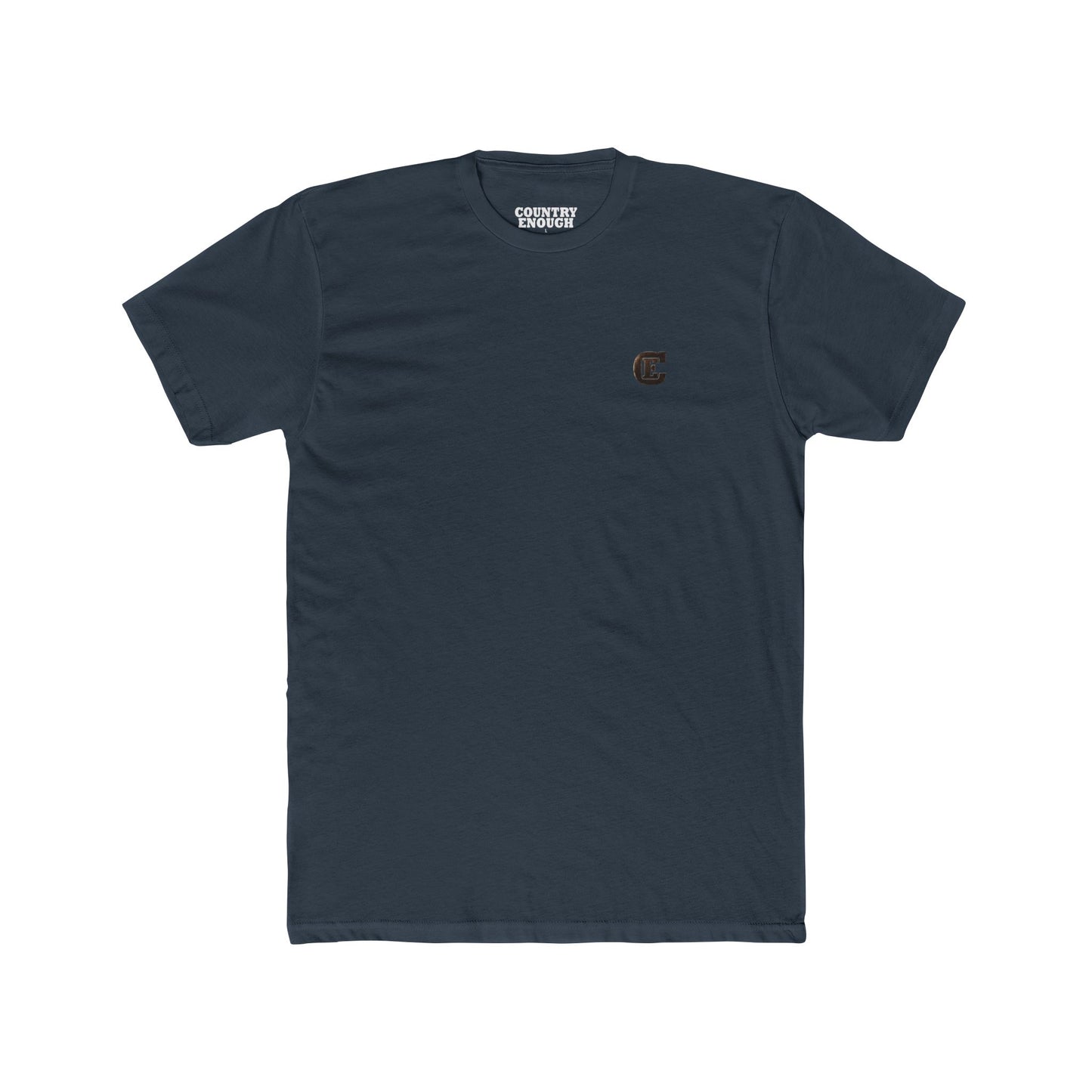 Men's T-shirt with graphic of a header cowboy roping a bull and words get western and est 2025 with CE logo #indigo