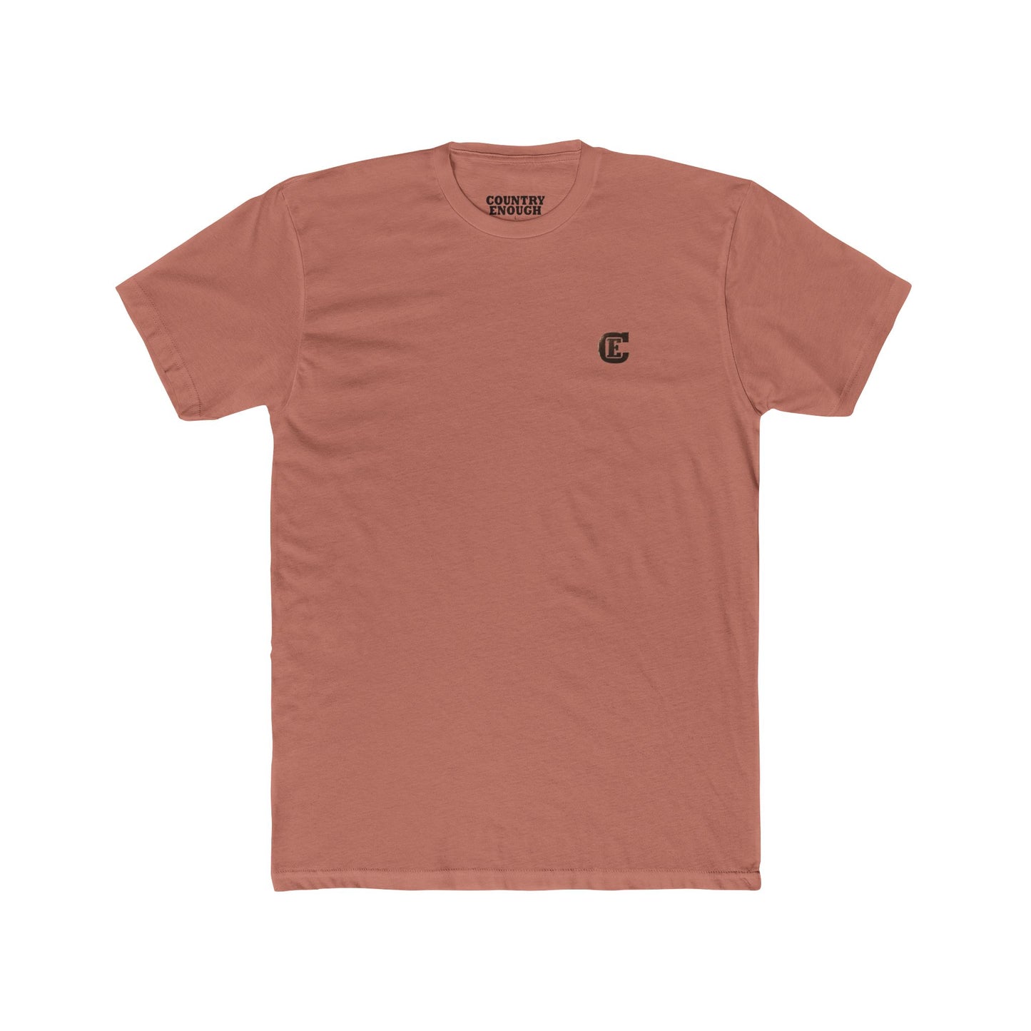 Men's T-shirt with graphic of a header cowboy roping a bull and words get western and est 2025 with CE logo #desertpink