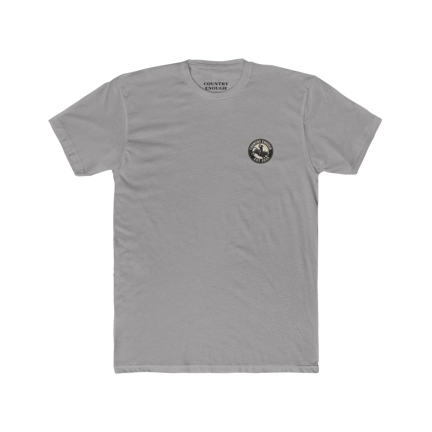 Gray t-shirt with circular graphic of a bucking bull with rider and the phrase honky tonkin' kind night #gray