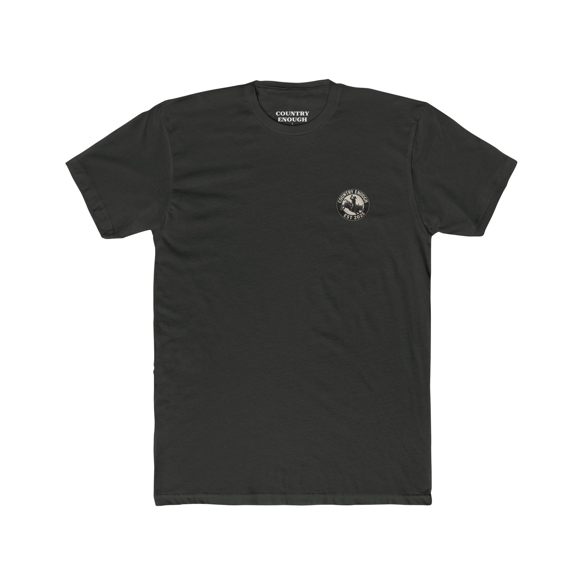 Vintage Black t-shirt with circular graphic of a bucking bull with rider and the phrase honky tonkin' kind night #vintageblack
