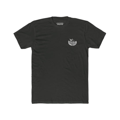 Vintage Black t-shirt with graphic of a duck, mountains, pine trees, and a lake #vintageblack