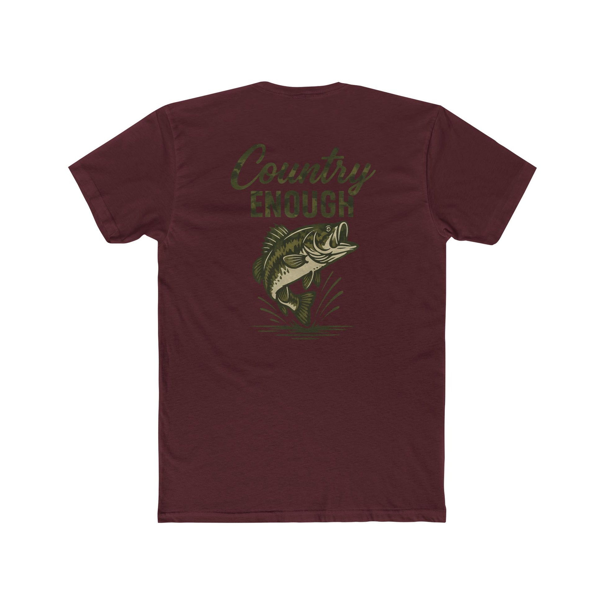 Maroon t-shirt with graphic of a bass and the words country enough #maroon