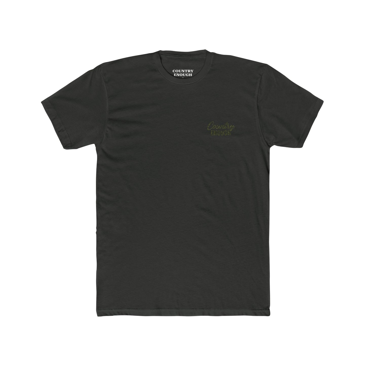 Vintage Black t-shirt with graphic of a bass and the words country enough #vintageblack