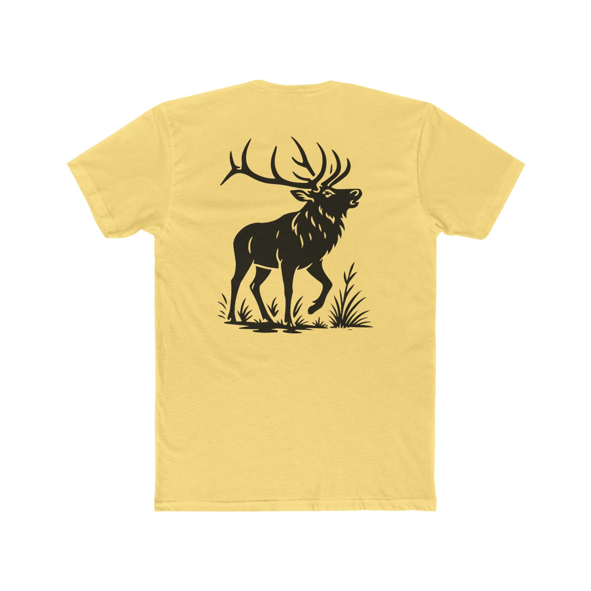 Yellow t-shirt with graphic design of an elk #yellow