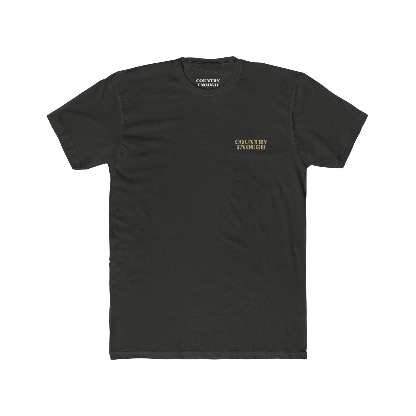 Vintage Black t-shirt with graphic of a aztec pattern in the shape of a bull skull, mountains, and a lone cactus #vintageblack