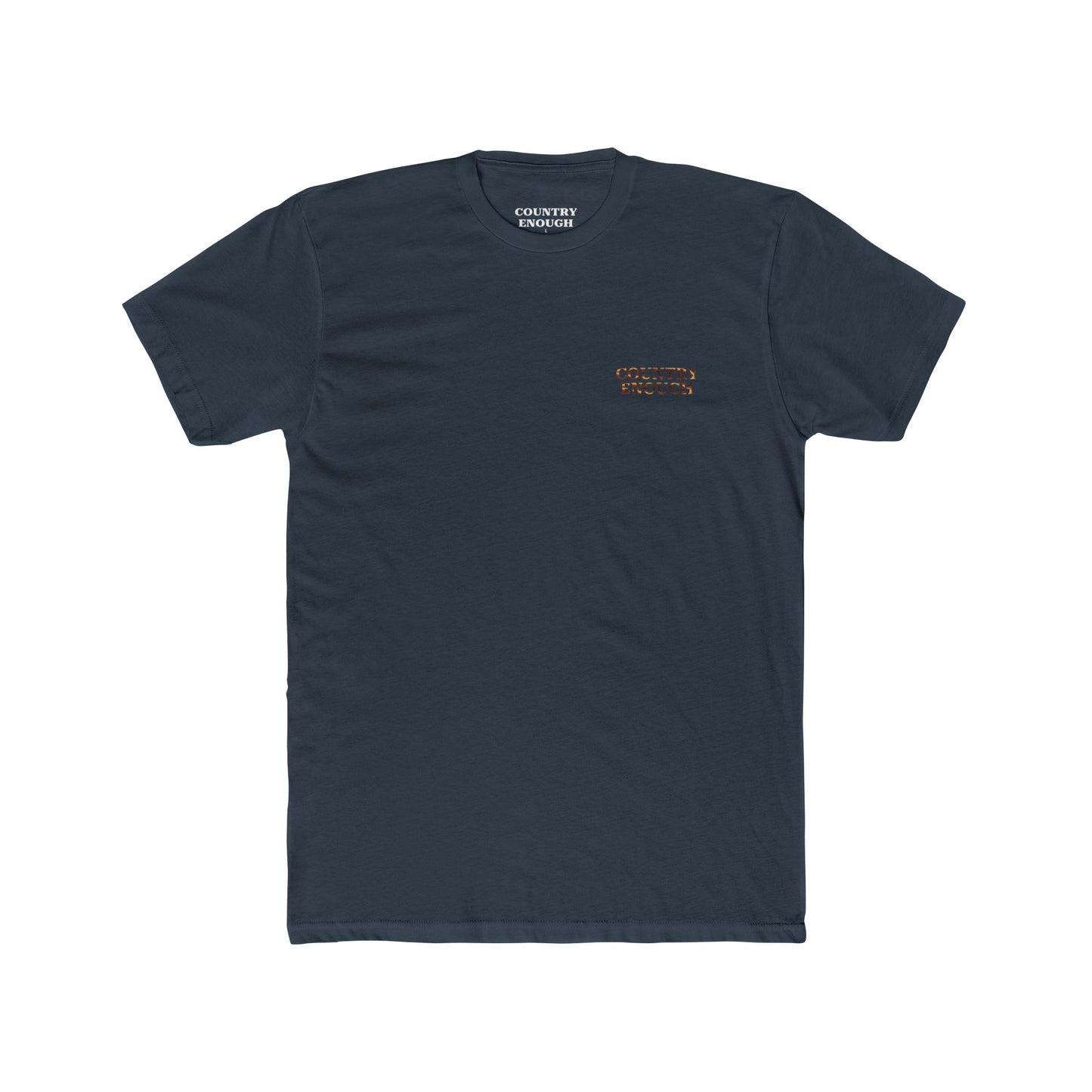 Indigo t-shirt with graphic of a cowboy twirling his lasso on a desert landscape at sundown #indigo