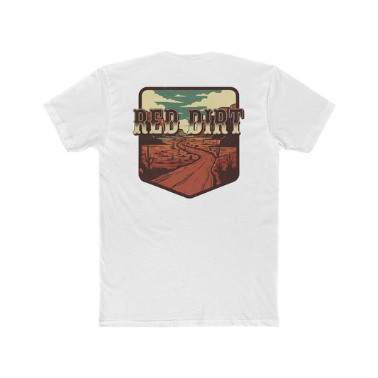 White t-shirt with 'Red Dirt' graphic design and desert landscape #white